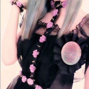 Sexy pastel goth body harness studded spikes